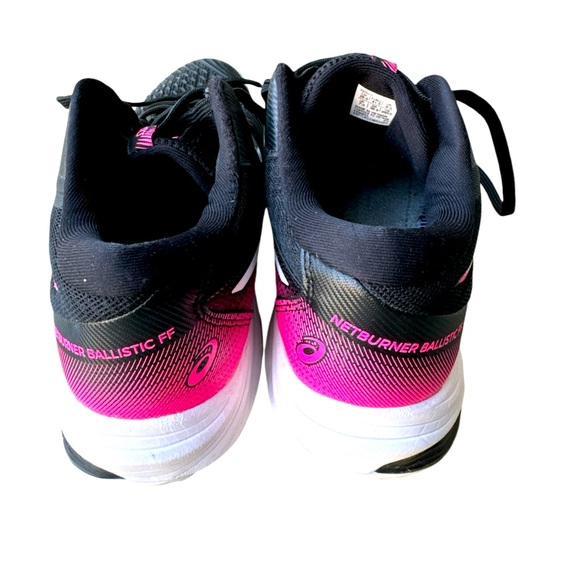 ASICS Women’s Netburner Ballistic Flytefoam 3 Volleyball Shoes In Black/Hot Pink - Picture 5 of 7